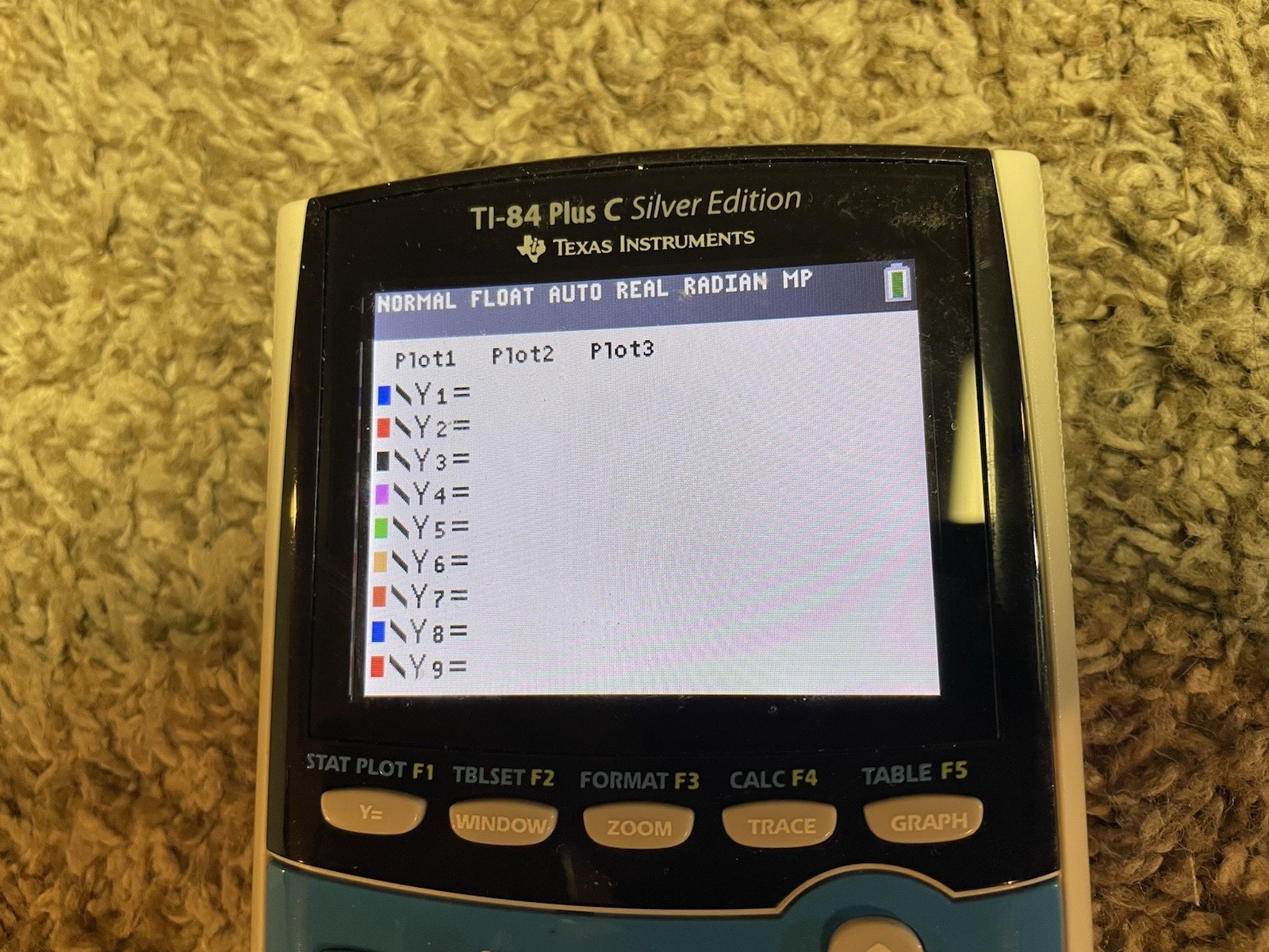 TI-84 Plus C Silver Edition Texas Instruments Calculator Blue w/Cover and Cord