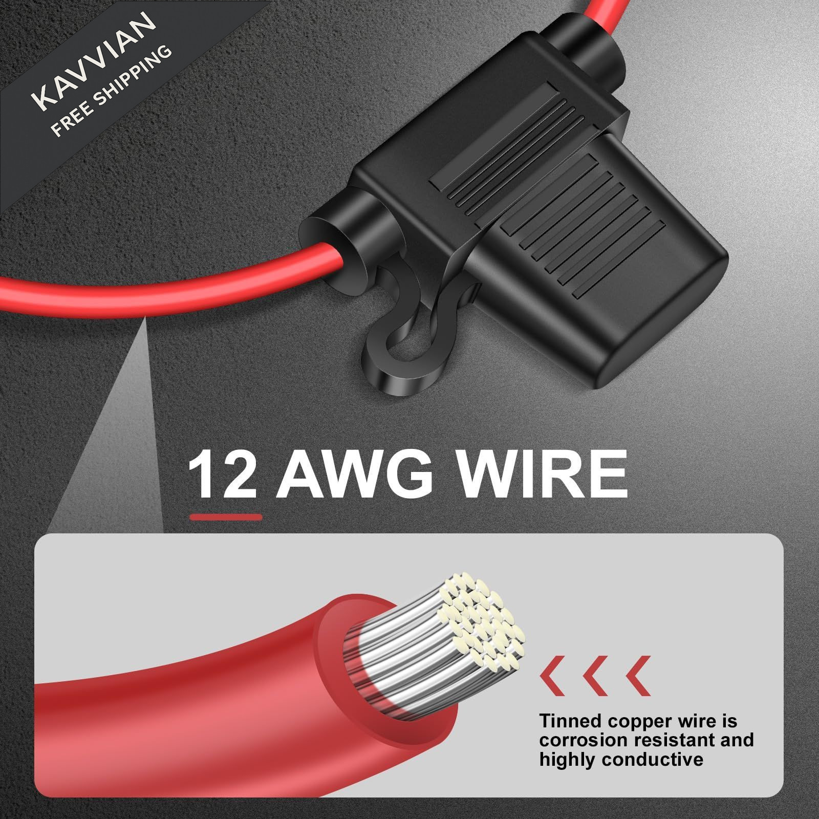 Quelong 2 Pack 12 AWG Inline Fuse Holder 11.8 Inch 12V ATC/ATO Blade Fuse…