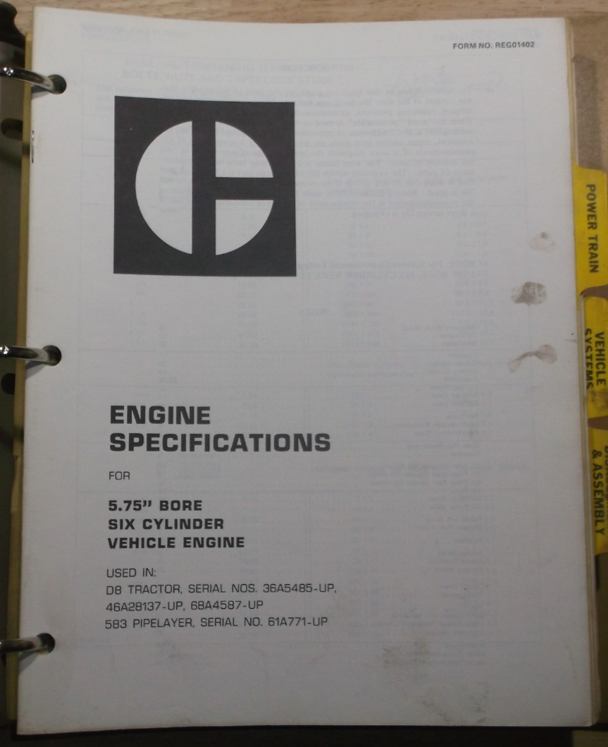 CAT CATERPILLAR D8 D8H TRACTOR DOZER SERVICE SHOP REPAIR MANUAL BOOK 36A 46A 68A
