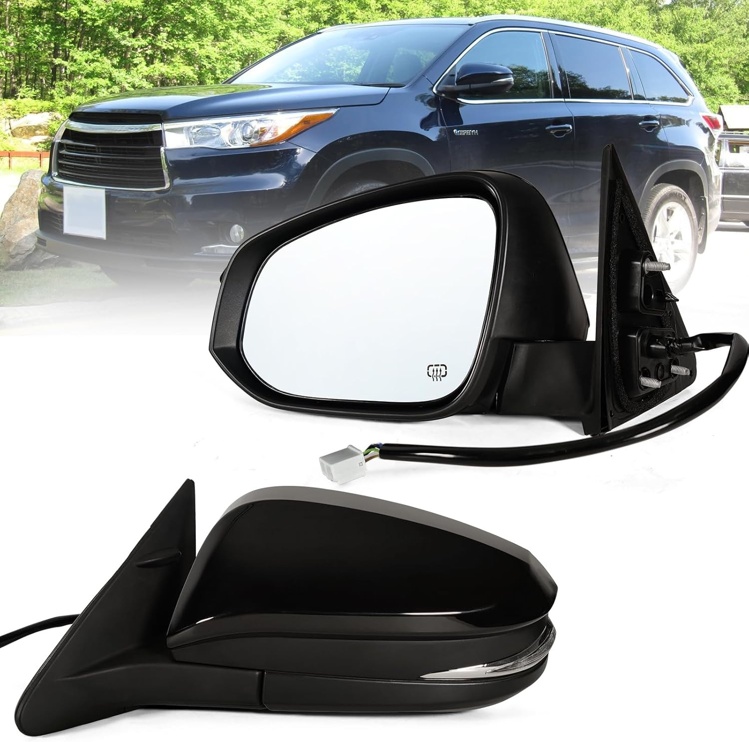 Left Driver Side Mirror Fits 2014-2019 Toyota Highlander with Power Glass, Heate