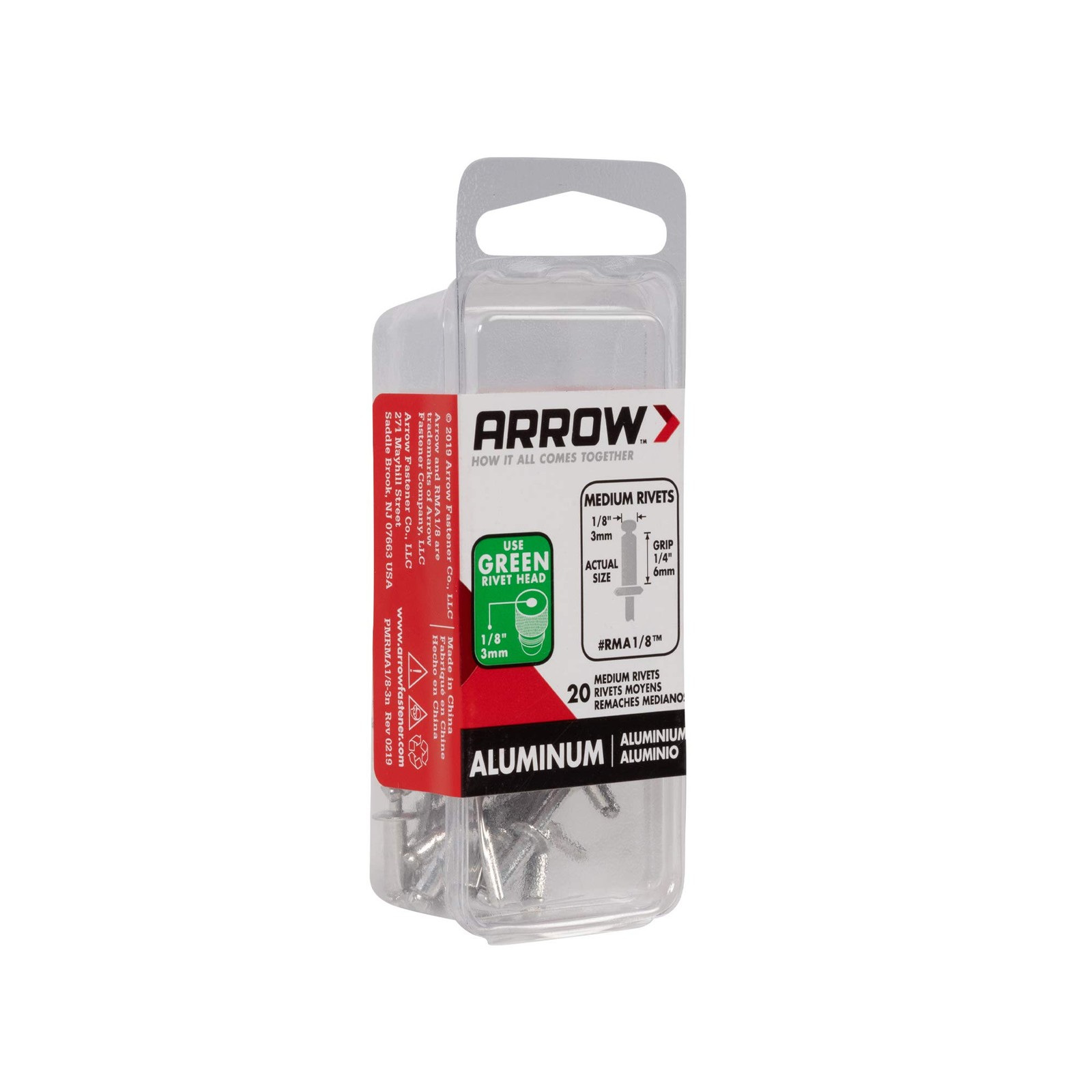 Arrow RMA1/8IP Medium Aluminum 1/8-Inch Pop Rivets for Metal, Fabric, Leather…