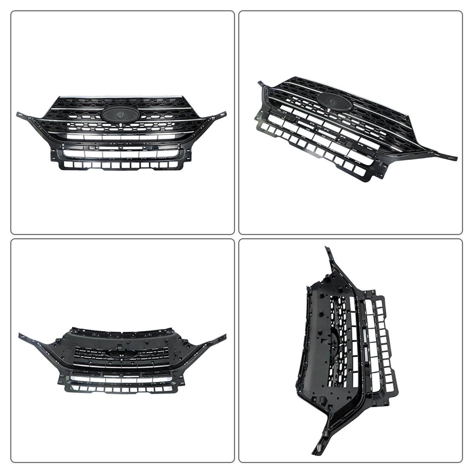 Replacement for Explorer XLT 2020 2021 Front Grille Gloss Black with Chrome
