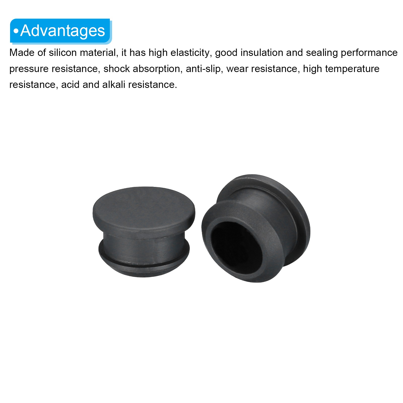 16 Pcs Silicone Snap in Locking Hole Plugs 16mm/0.63 Inch Dia Black