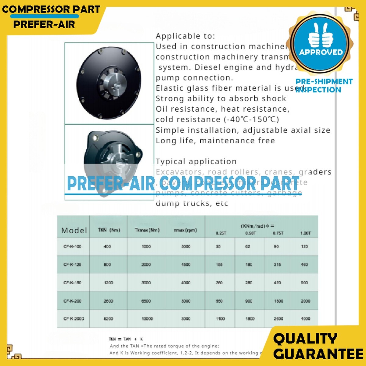 Coupling Replace Fit For CENTAFLEX CF-K-100-SAE6½ K-100 SAE6 1/2 CF-K-100-SAE6.5