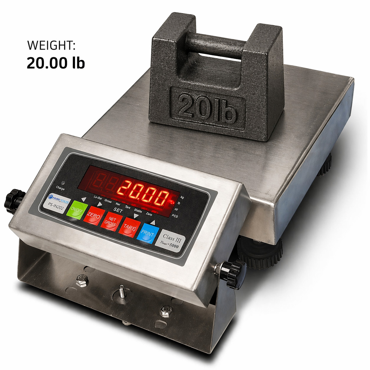 Prime Scales 9″x9″ Bench Scale 20lb x 0.005 lb Stainless Steel Washdown NEW