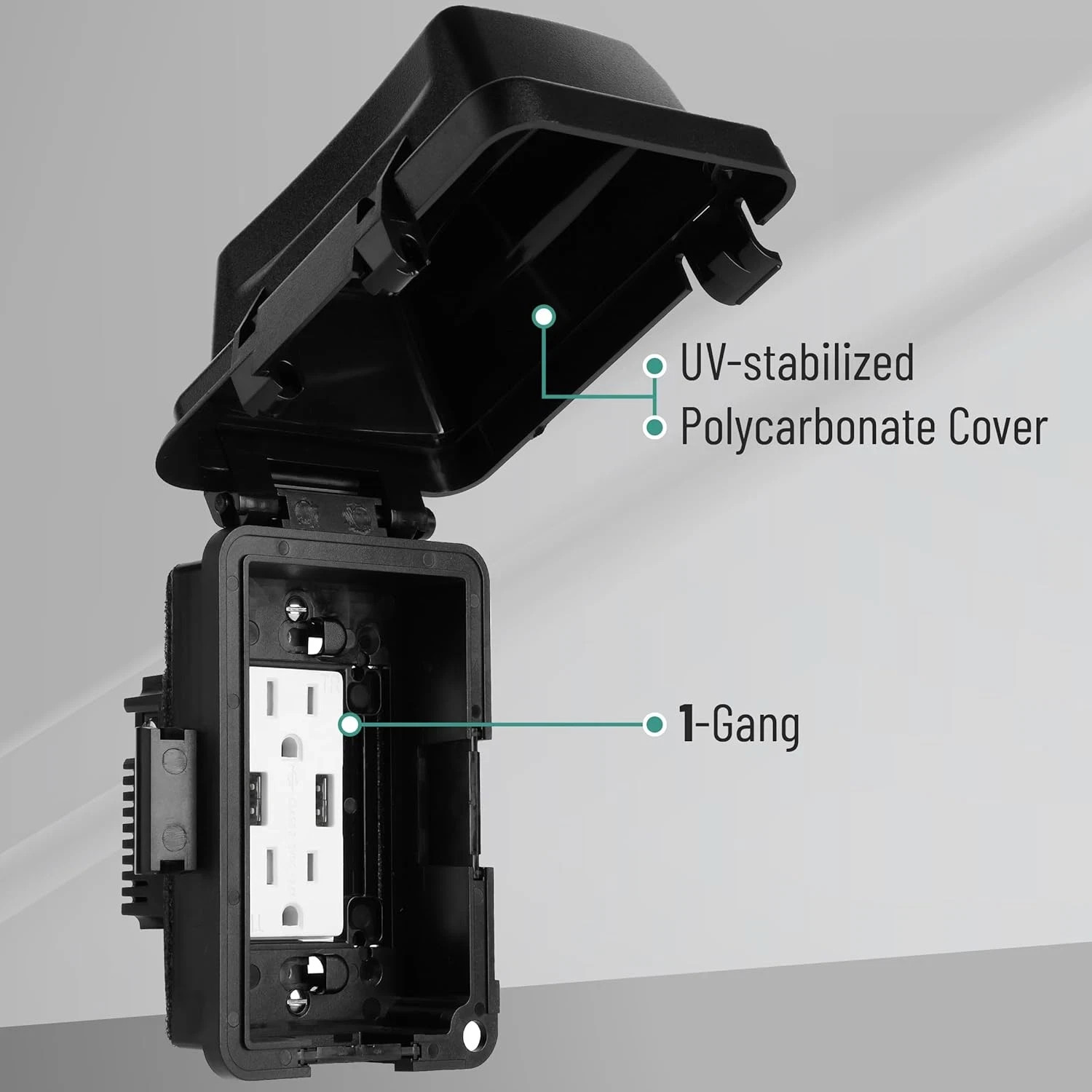 Bates Weatherproof Outdoor Outlet Cover 1-Gang Electrical Receptacle Black