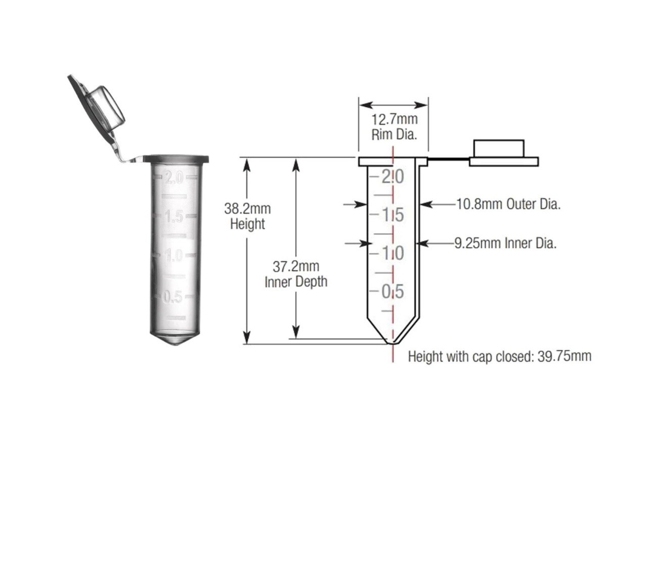 1.5mL, 5mL Microcentrifuge Tube Conical Lock Cap Dnase/Rnase Free