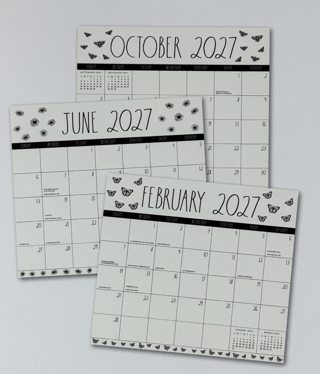 RAE DUNN 2026 2027 Magnetic 17 Monthly Pad Calendar Planner Butterfly 9.5×8.5″