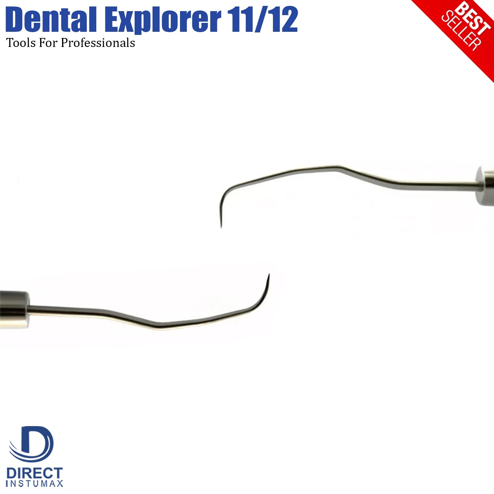 5Pcs Dental 11/12 Explorer-Probe Hollow Handle Diagnostic Plaque Sickle Scaler