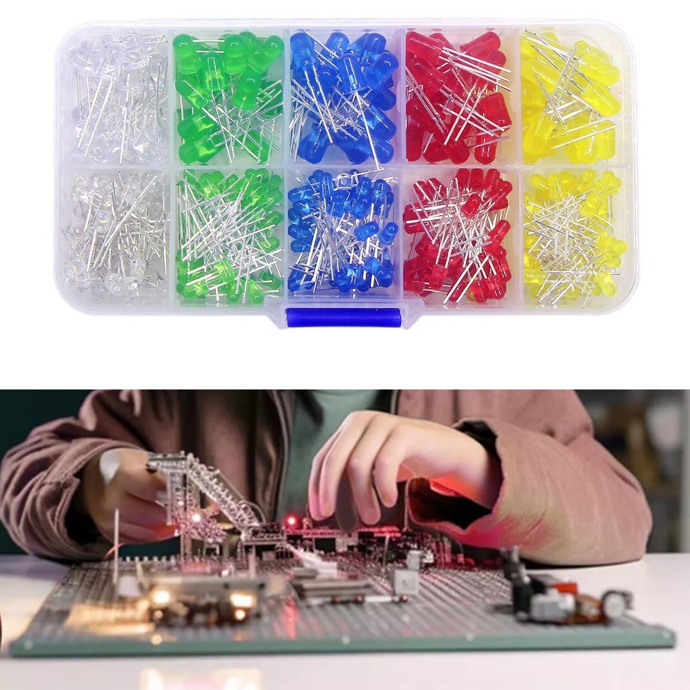 300 Pcs LED Diode Set with 5 Different Colors Suitable for Various DIY Projects