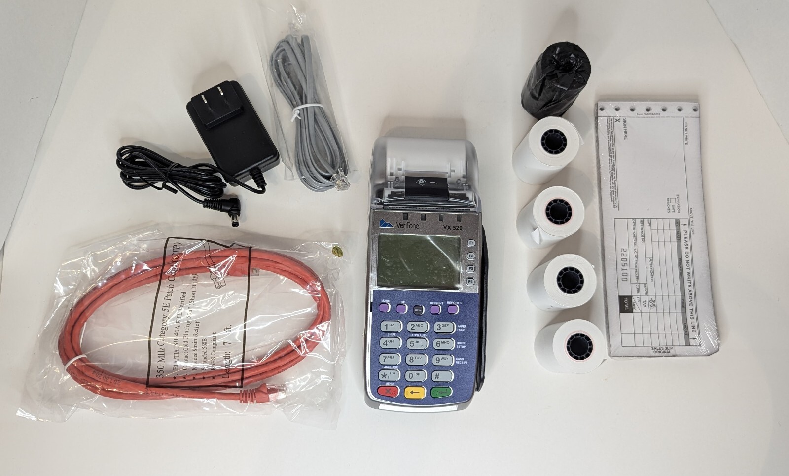 VeriFone VX520 Credit Card POS Terminal Dial ETH Power Card Chip Reader