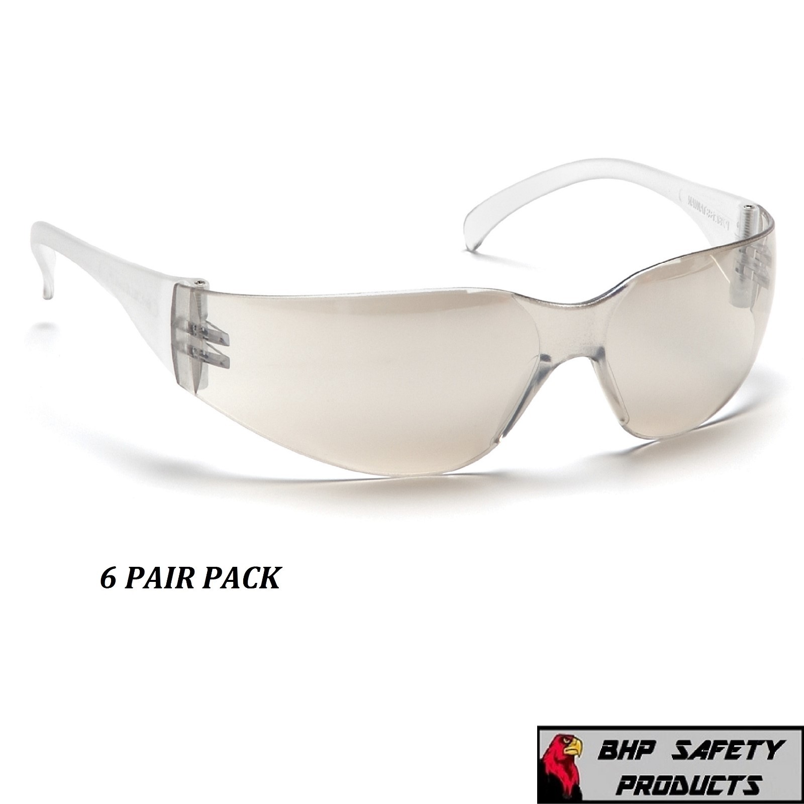 PYRAMEX INTRUDER SAFETY GLASSES INDOOR/OUTDOOR MIRROR I/O LENS S4180S (6 PAIR)