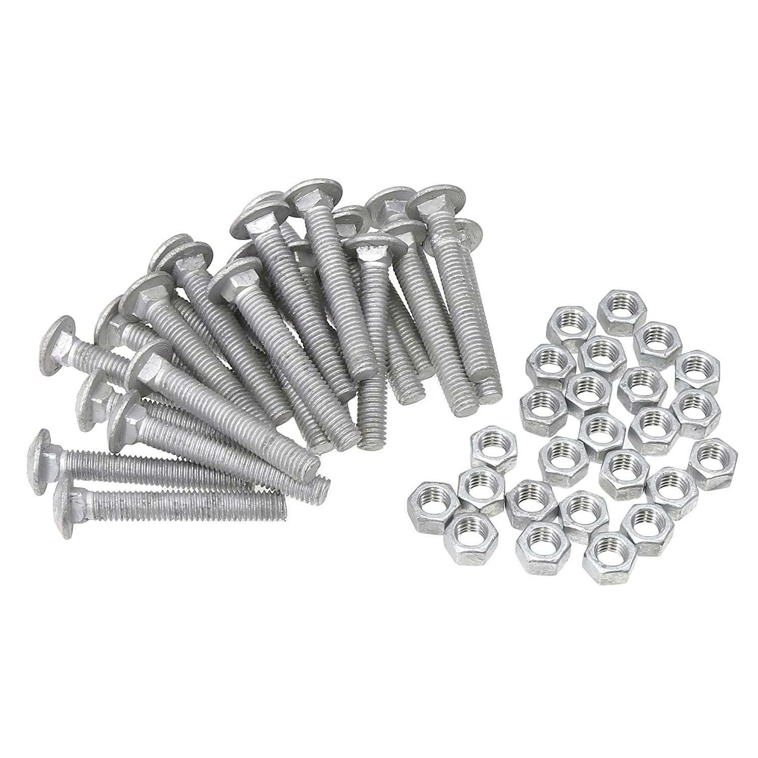 3/8 x 2 1/2″ Long Carriage Bolts with Nuts, Galvanized Steel (Pack of 25)