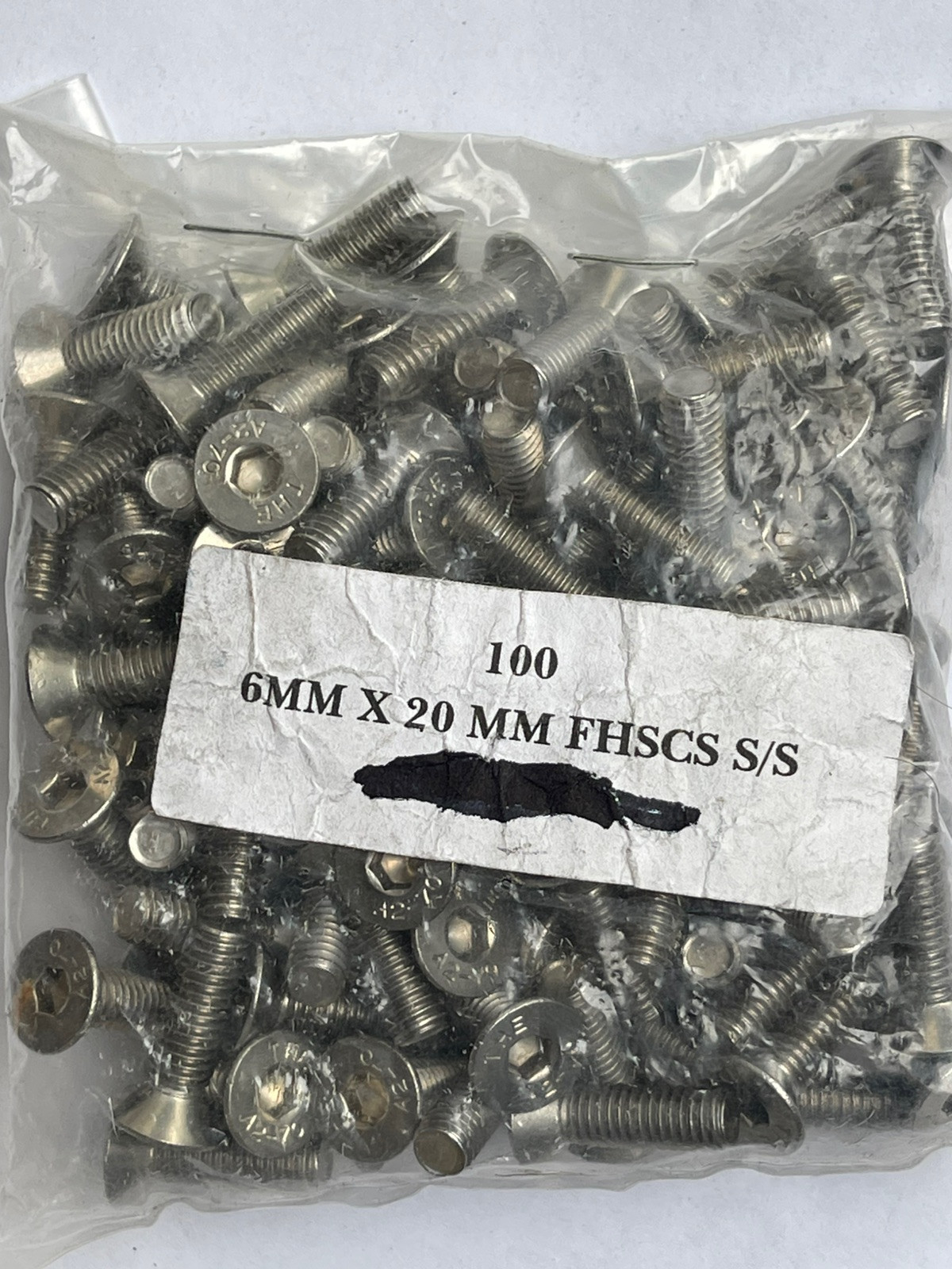FLAT HEAD SOCKET SCREWS M6 x 20mm STAINLESS STEEL A2 LOT OF 100 COUNTERSUNK NEW