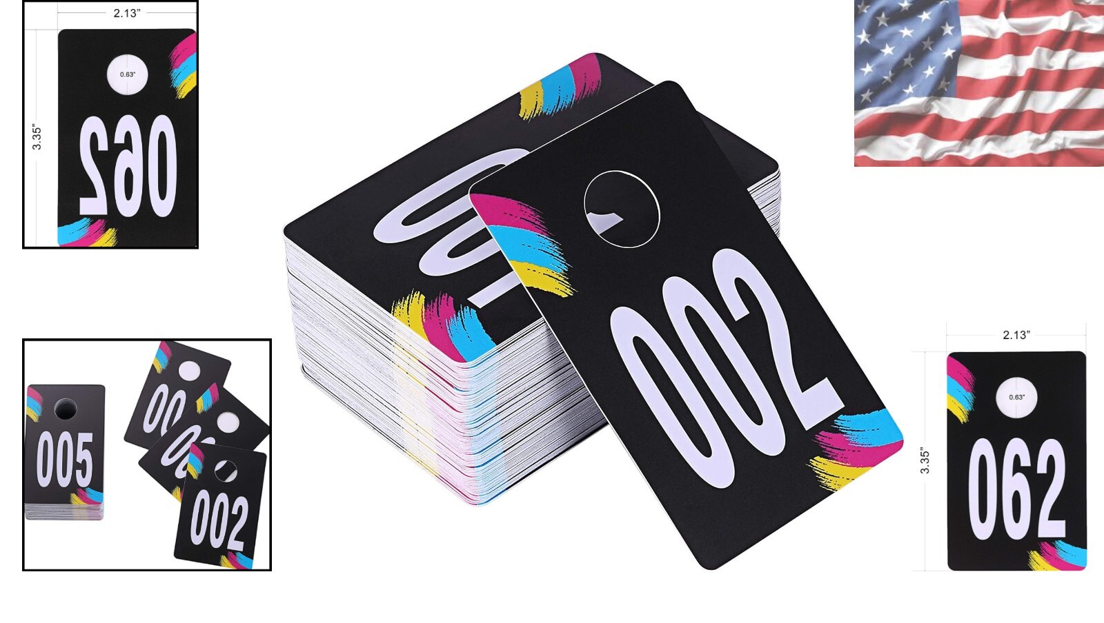 Durable Live Sale Number Tags – 100 Pack, 001-100 for Clothing Displays