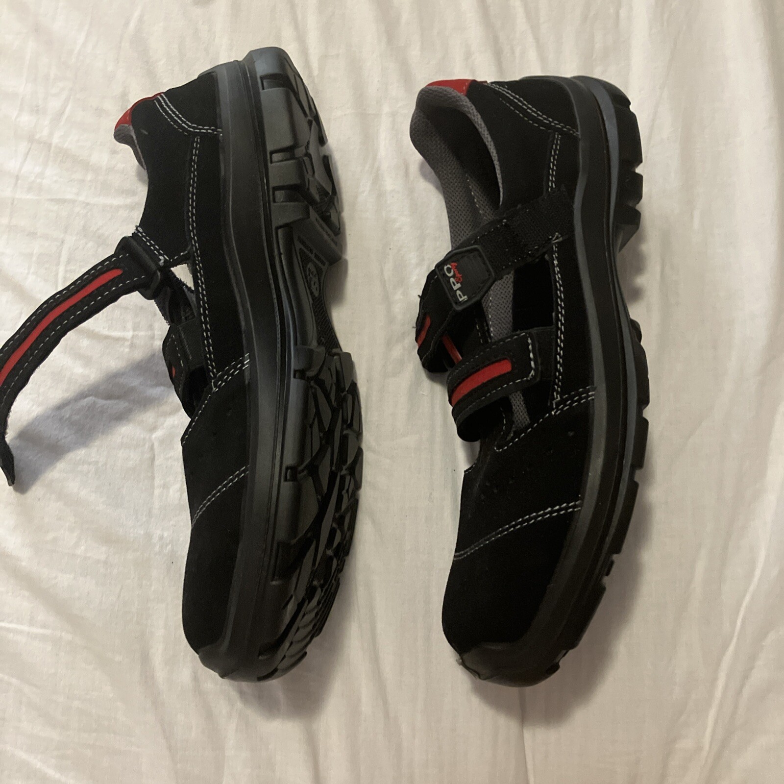 Men’s Safety Shoe Hook/loop Fastener Euro 46 Composite US 12 Black Red