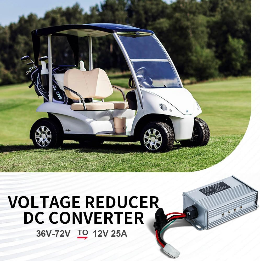 DC-DC Voltage Reducer 72V/60V/56V/48V/36V to 12V 25A 300W Converter for Golf Car