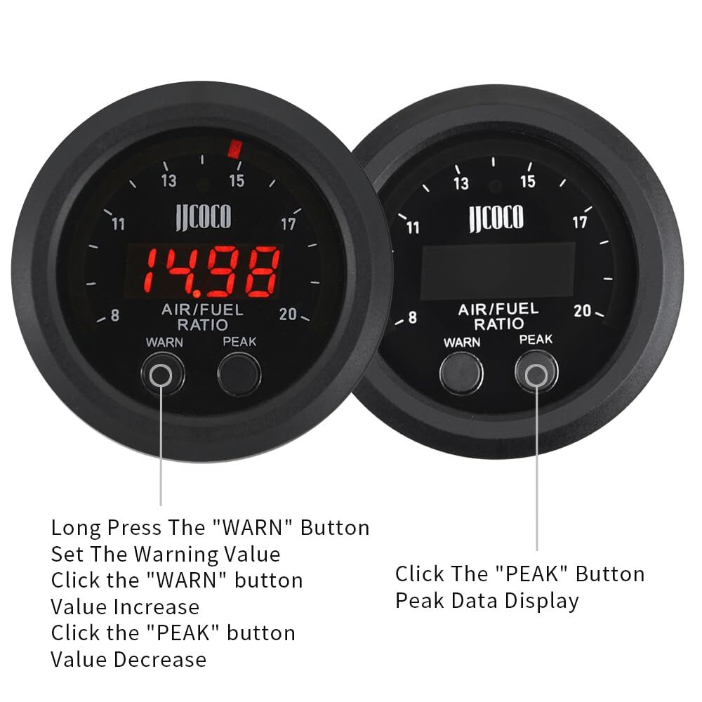 52mm air fuel ratio gauge kit LED Digital Display 12V Wideband O2 sensor kit