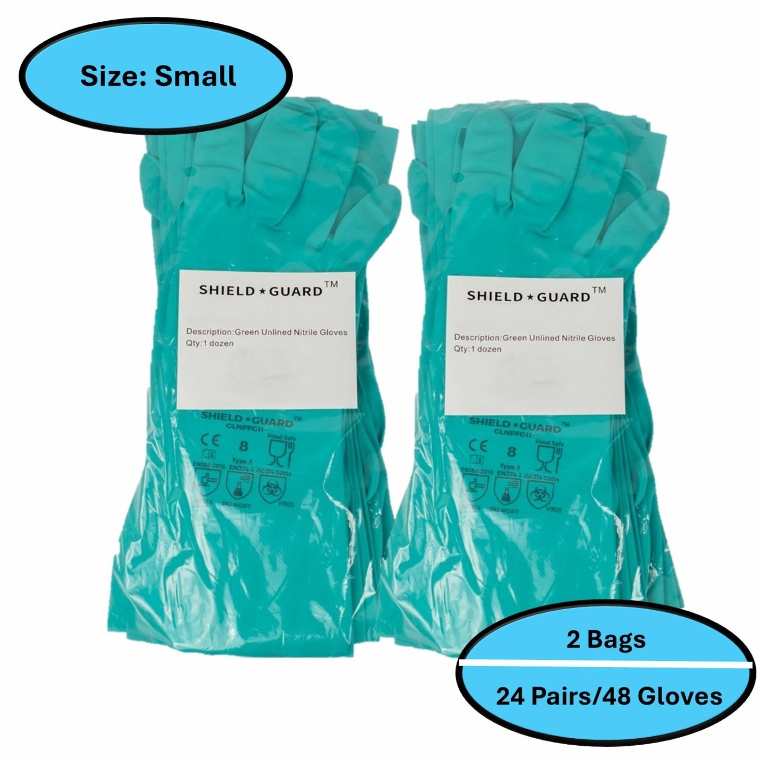 2 DZ HD Chemical Resistant Diamond Textured Green Nitrile Gloves Small 11 Mil