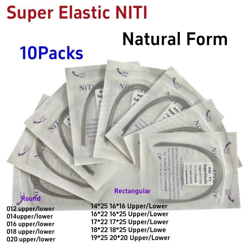 100Pcs Dental Ortho Super Elastic Niti Arch Wire Round Rectangular Wires Natural