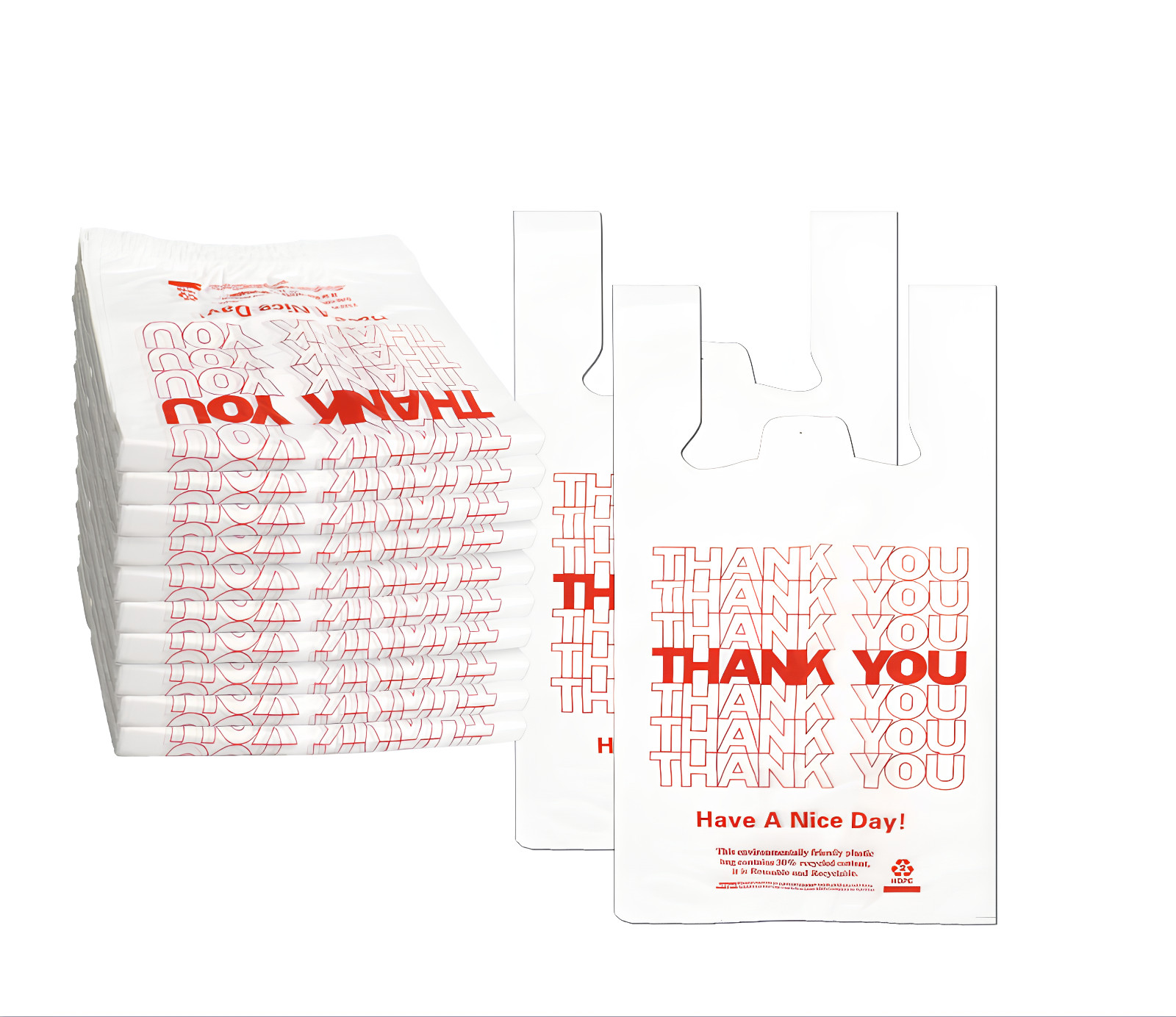 Thank You Bags, 1000 Pcs, White Plastic, 11.5X6.5×22 Shopping Bags