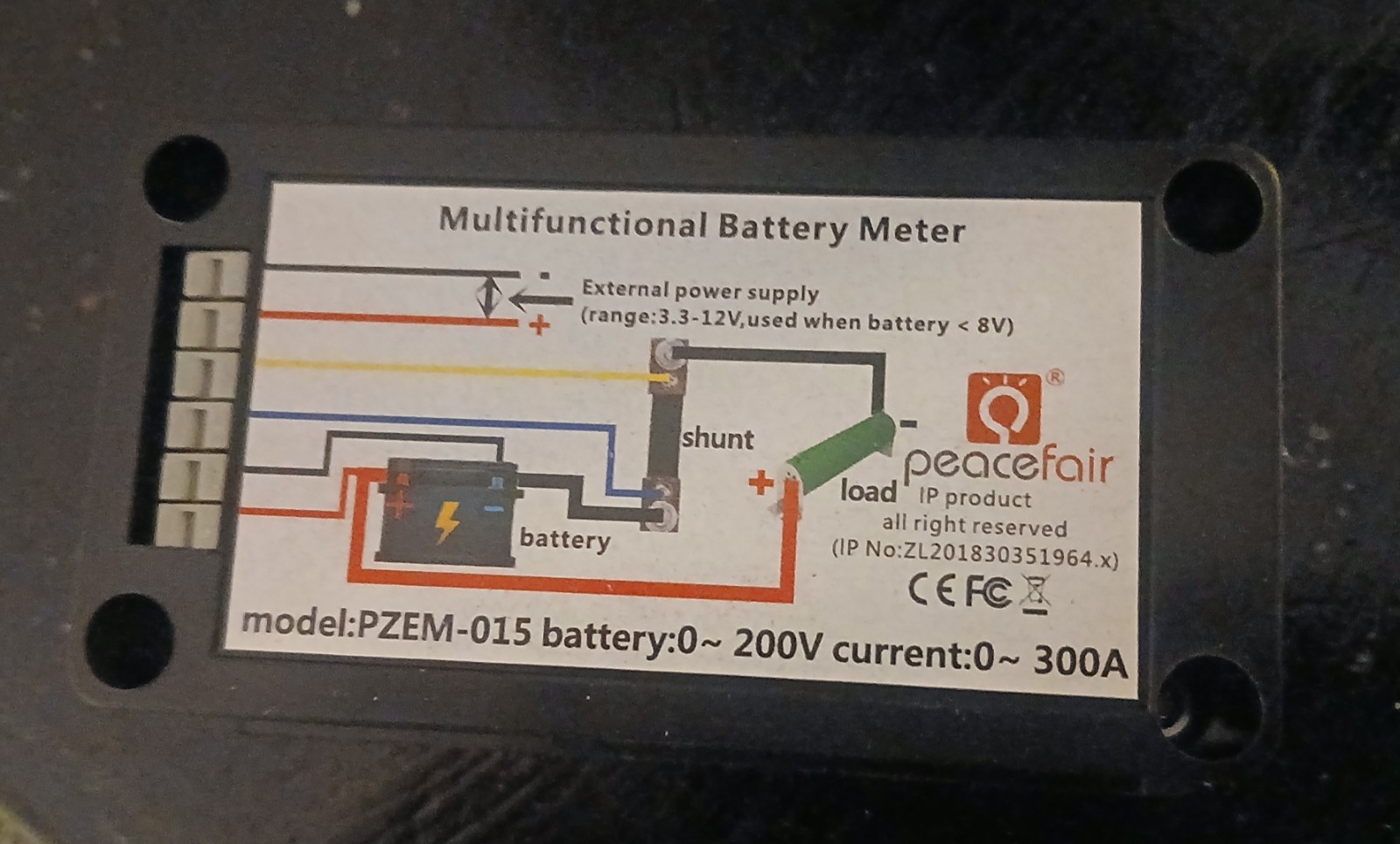 Solar Multifunction Battery Monitor 0-200v, 300 Amps