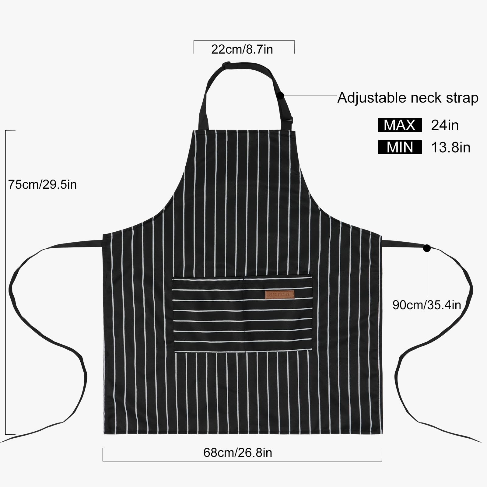 DILLMAN Kitchen Cooking Adjustable Aprons – Men Women Bib Soft Chef Stripes A…