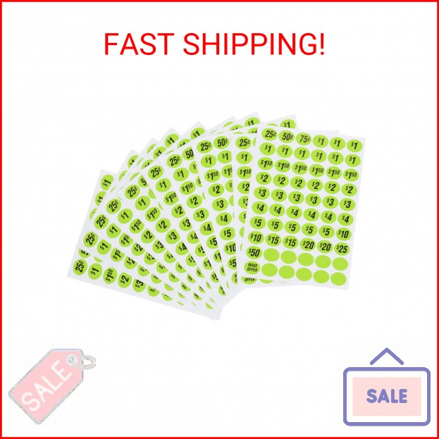 Hillman 848617 Pre-Priced Garage Sale Labels, Green