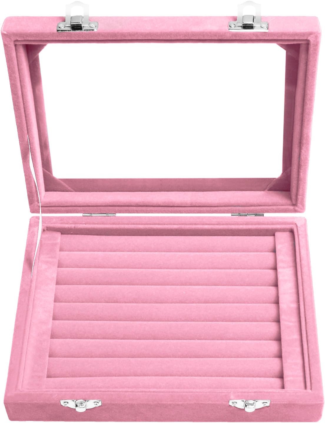 EONGOA Jewelry Box Rings Organizer Tray 7.87 x 5.90 x 1.77 inches, Light Pink