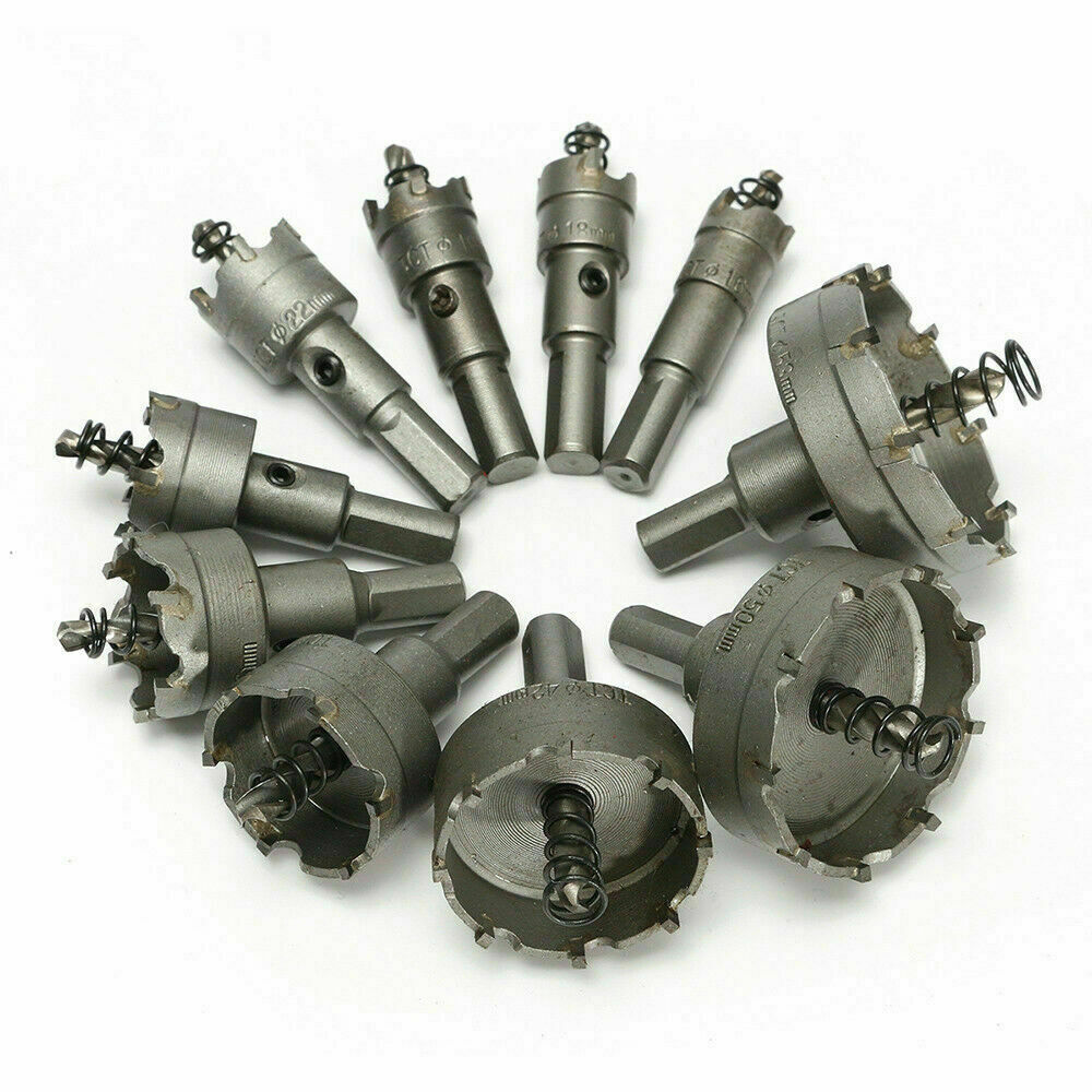 Carbide Tip TCT Hole Saw Cutter Drill Bit Set For Steel Metal Alloy 16-53mm 10pc