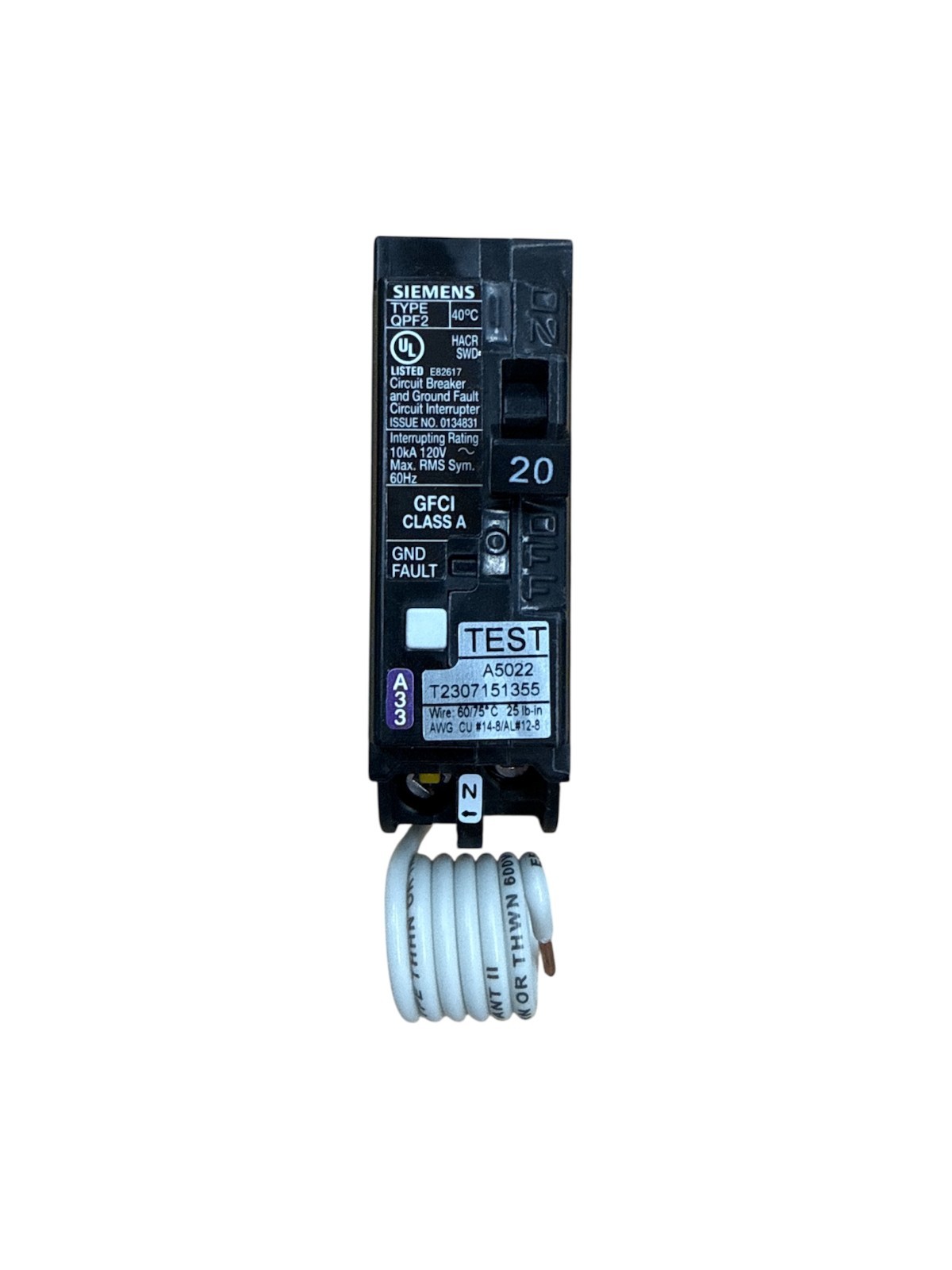 Siemens QF120A 20 Amp Circuit Breaker