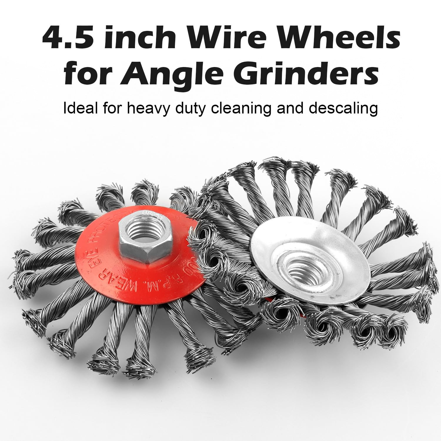 Wire Wheel for 4 1/2 Angle Grinder, 5 Pack 4.5 Inch Twist Knotted Wire Brush for