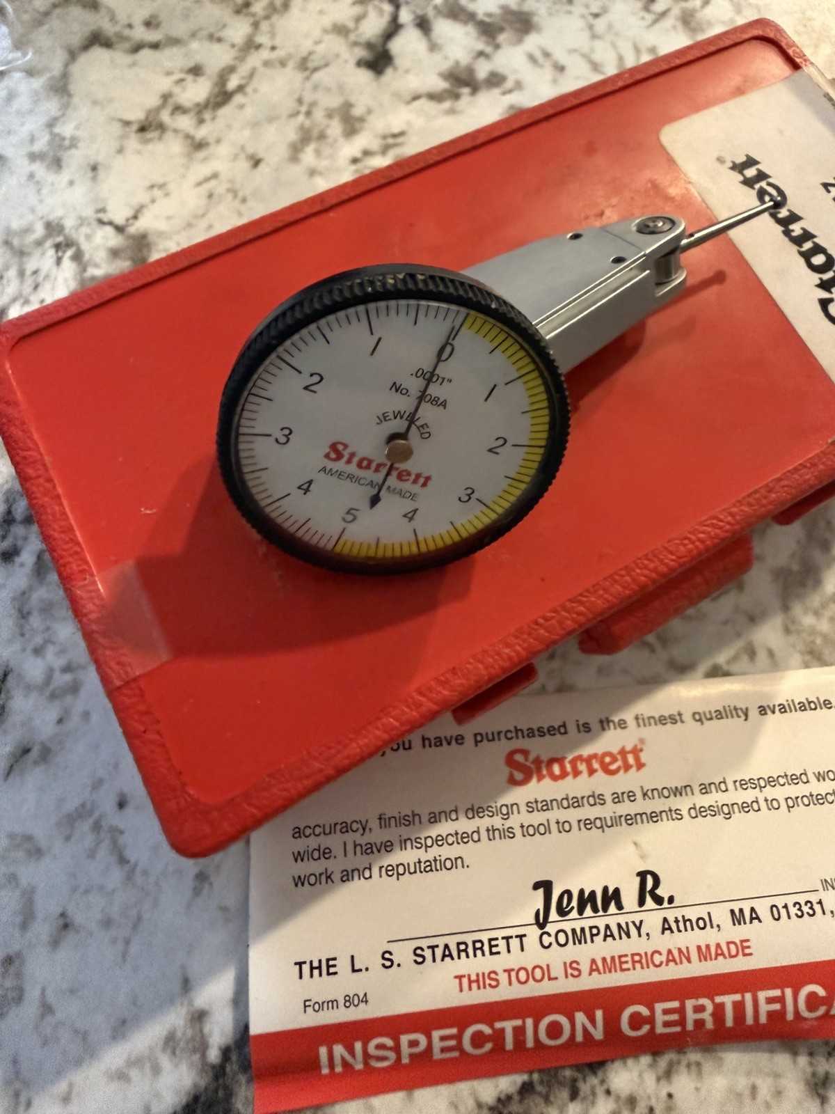 STARRETT 708AZ Dial Test Indicator,Hori,0 to 0.010 In