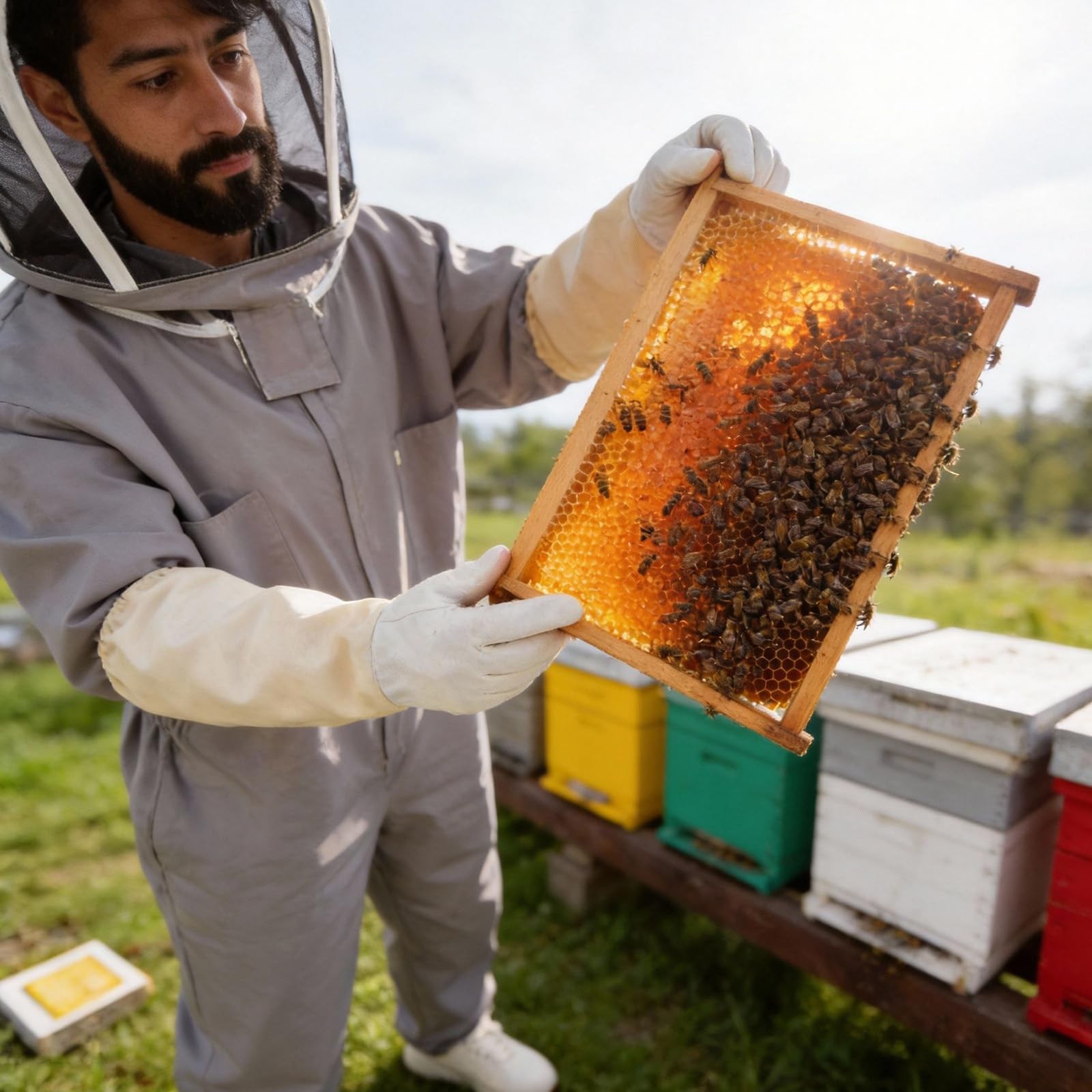 Bee Keeper Suit for Men Women, Bee Suit with Gloves & Veil Hood, Multi-Size L…