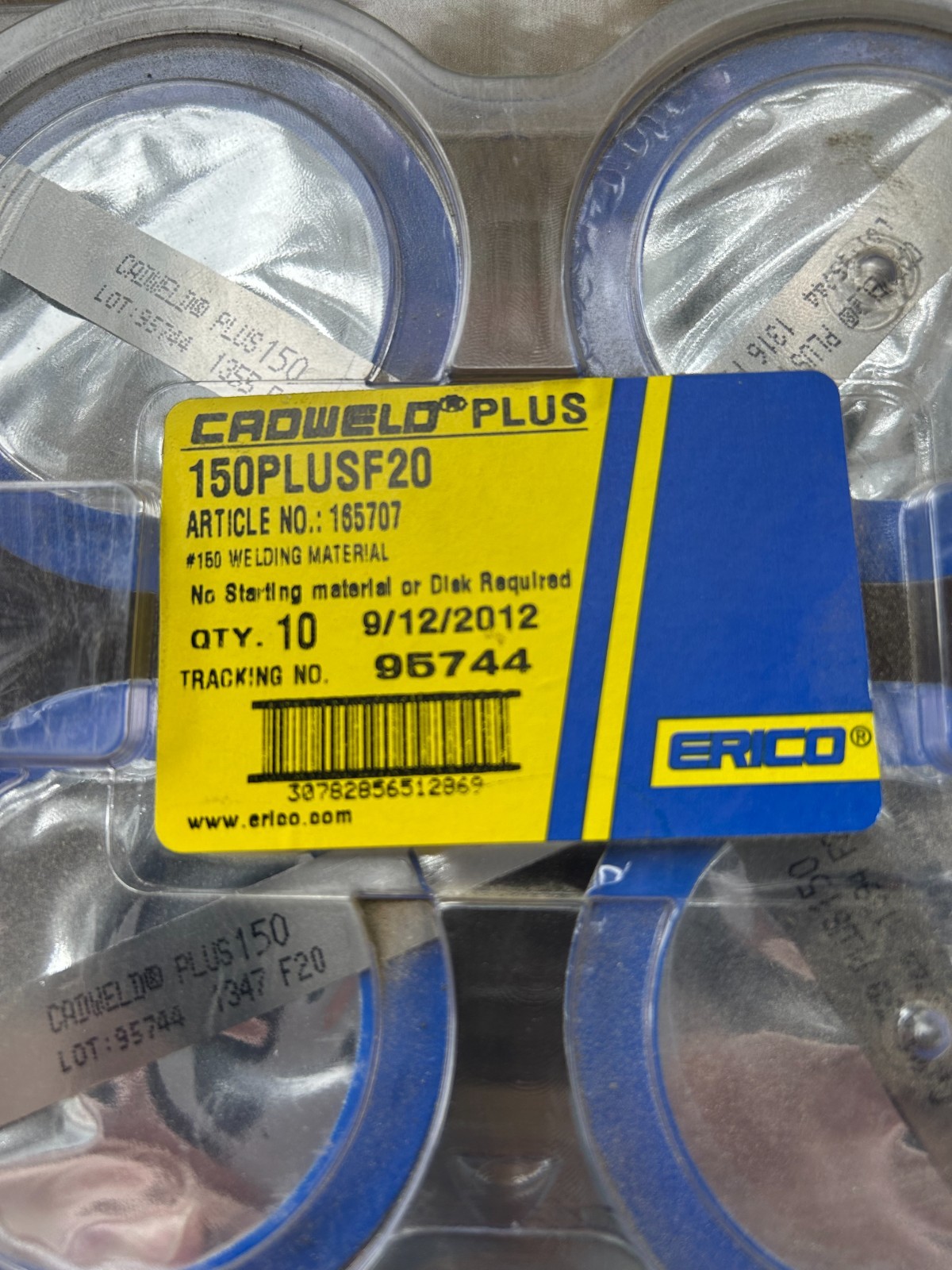 Erico Cadweld 150PlusF20 exothermic weld metal material, clamshell lot of 10.