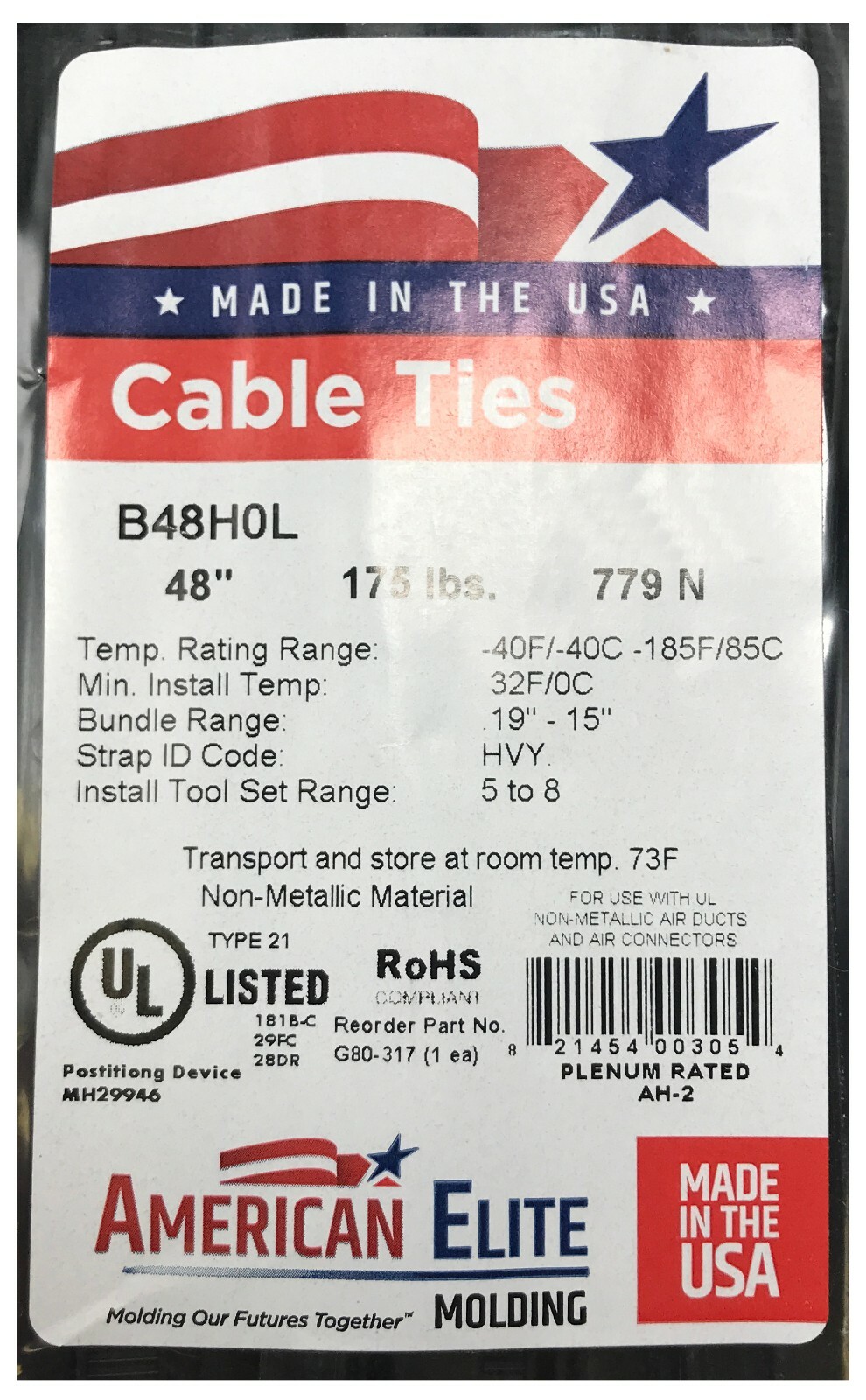 (50) Black 48″ Inch Nylon Heavy Duty Cable Wire Wrap Zip Ties 175 LBS USA MADE