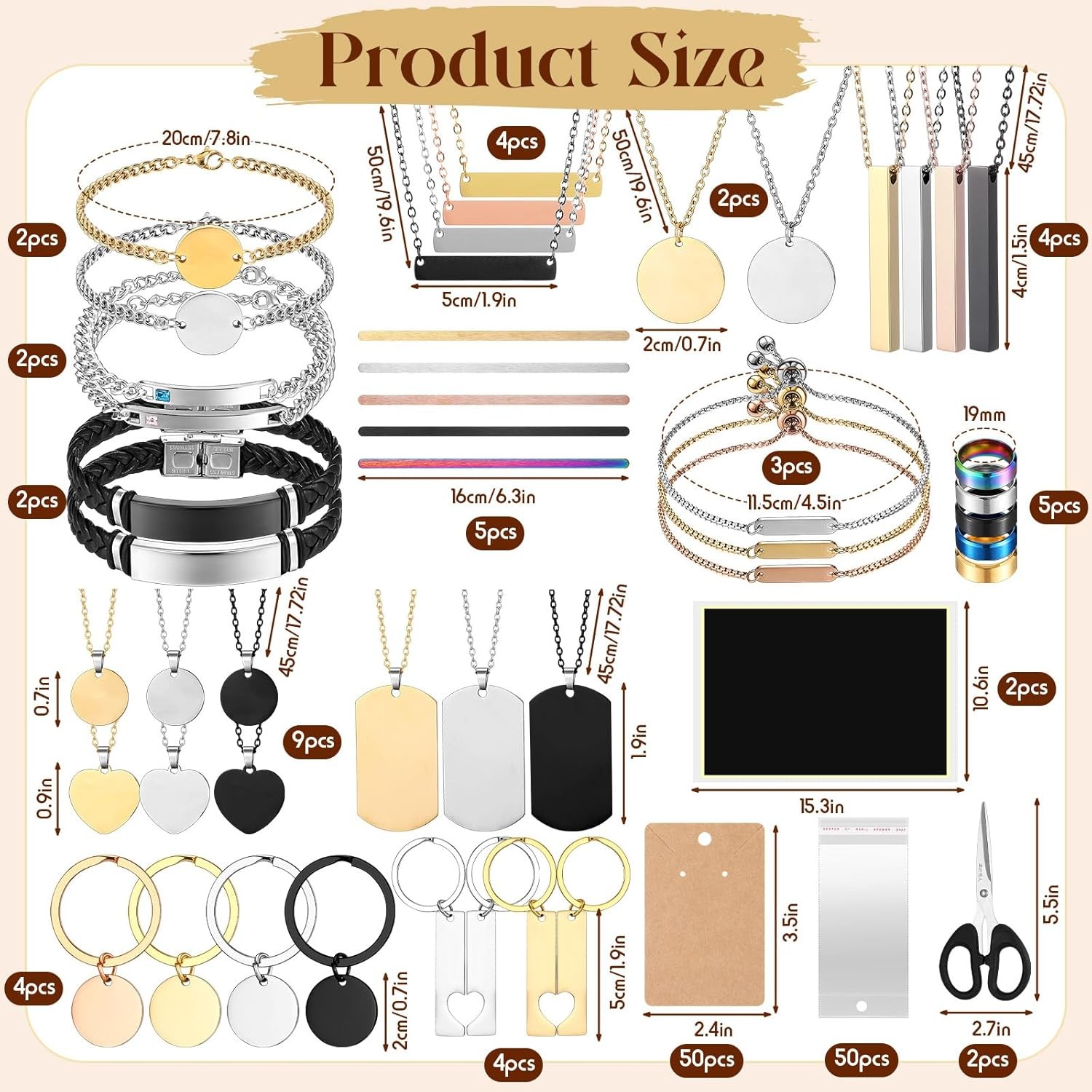 99 Pcs Laser Engraving Materials Bulk Include 46 Jewelry Making Engraving Acc…