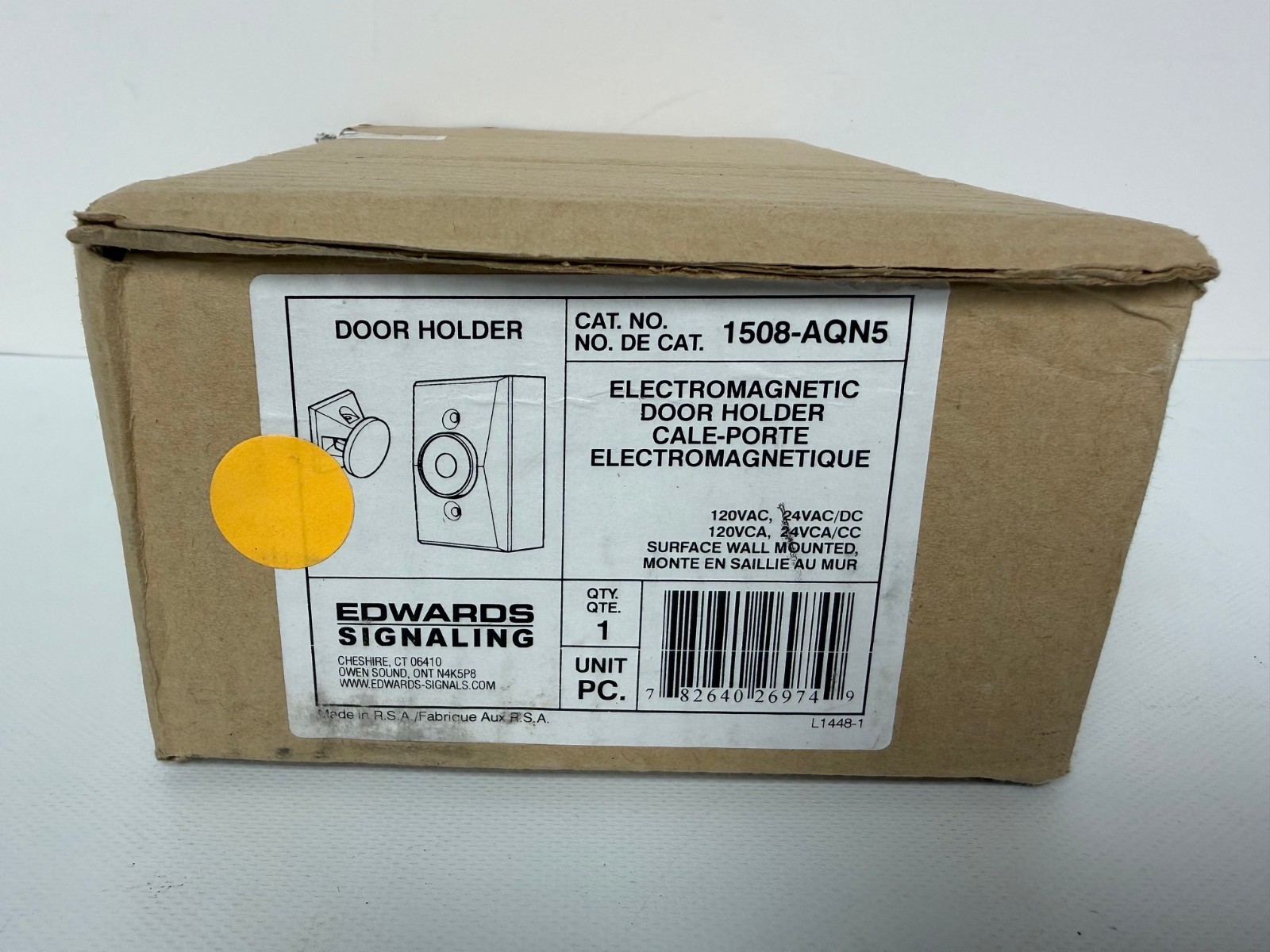 EDWARDS 1508-AQN5 ELECTROMAGNETIC DOOR HOLDER SURFACE WALL MOUNT NEW