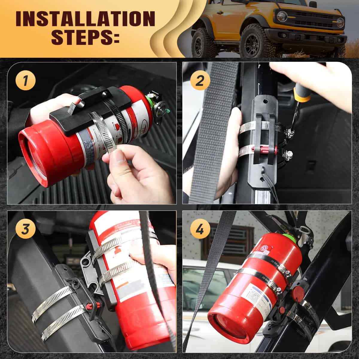 Car Fire Extinguisher Holder Mount Bracket Adjustable For Jeep Wrangler 07-2024