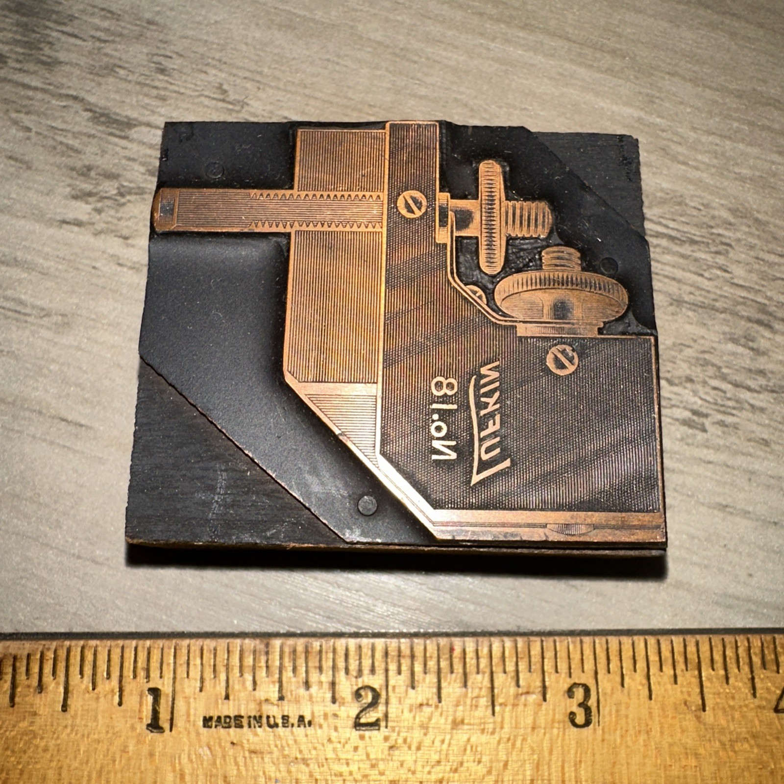 Printing Letterpress Print Block ( Lufkin No.18 ) Nice Image! Old Tool