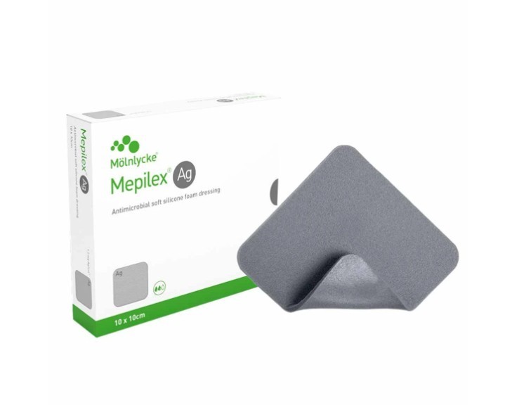 Mölnlycke Mepilex Ag Antimicrobial Soft Silicone Foam Dressing 4×4 MPN 287400