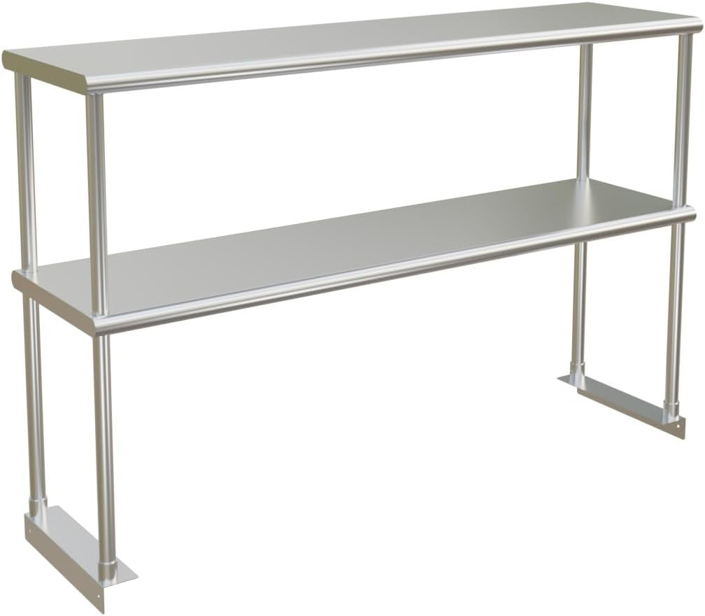 NSF Stainless Steel Double Overshelf for Prep & Work Table 12X48 Inches 4Ft, 2 T