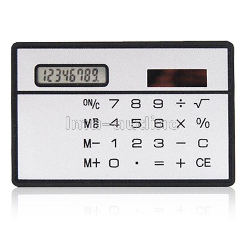 8-Digits Ultra Thin Mini Slim Credit Card Solar Power Pocket Calculator Travel