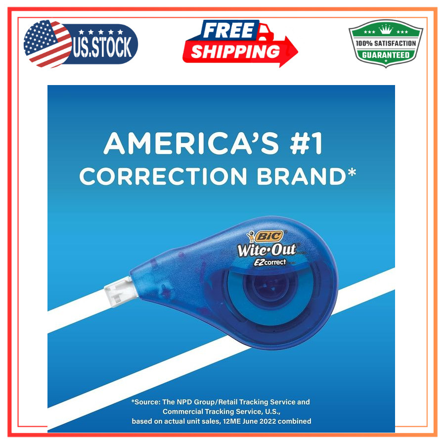 BIC Wite-Out Brand EZ Correct Correction Tape, 39.3 Feet, 2-Count Pack of white