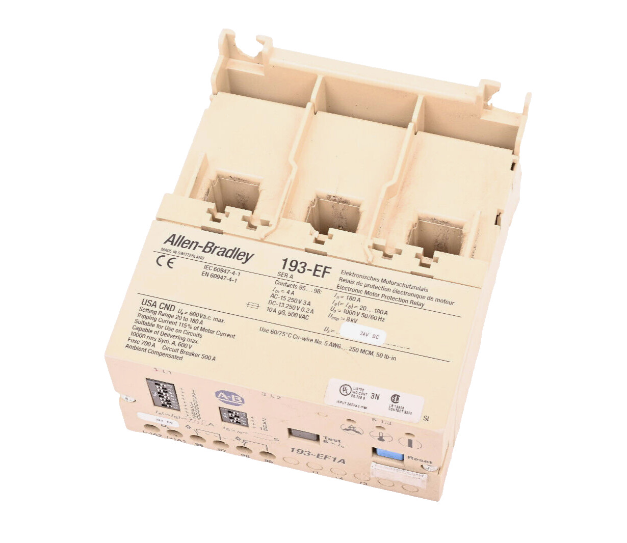 For Parts – Allen Bradley 193-EF1A Electronic Motor Protection Relay – 20-180A