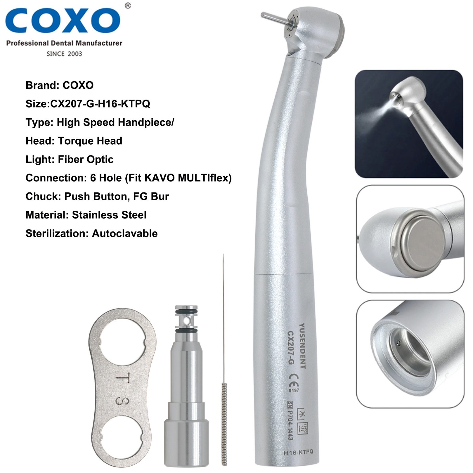 COXO Dental Fiber Optic High Speed Handpiece For KAVO MULTIflex Coupler 6 Holes