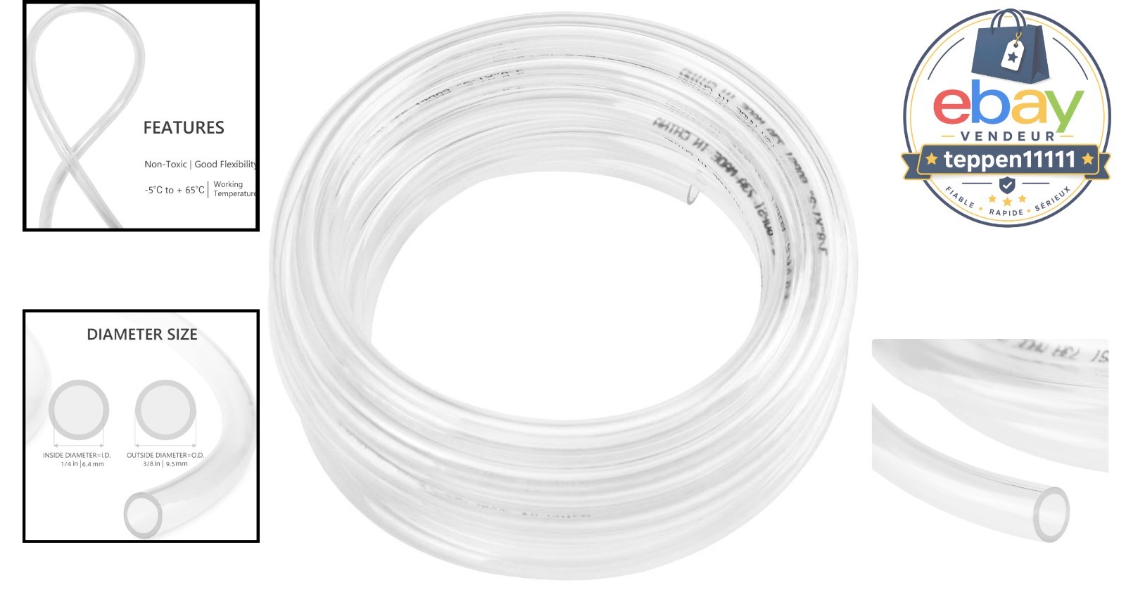 10ft Clear Vinyl Tubing 1/4″ ID Flexible PVC Hose Lightweight UV Resistant