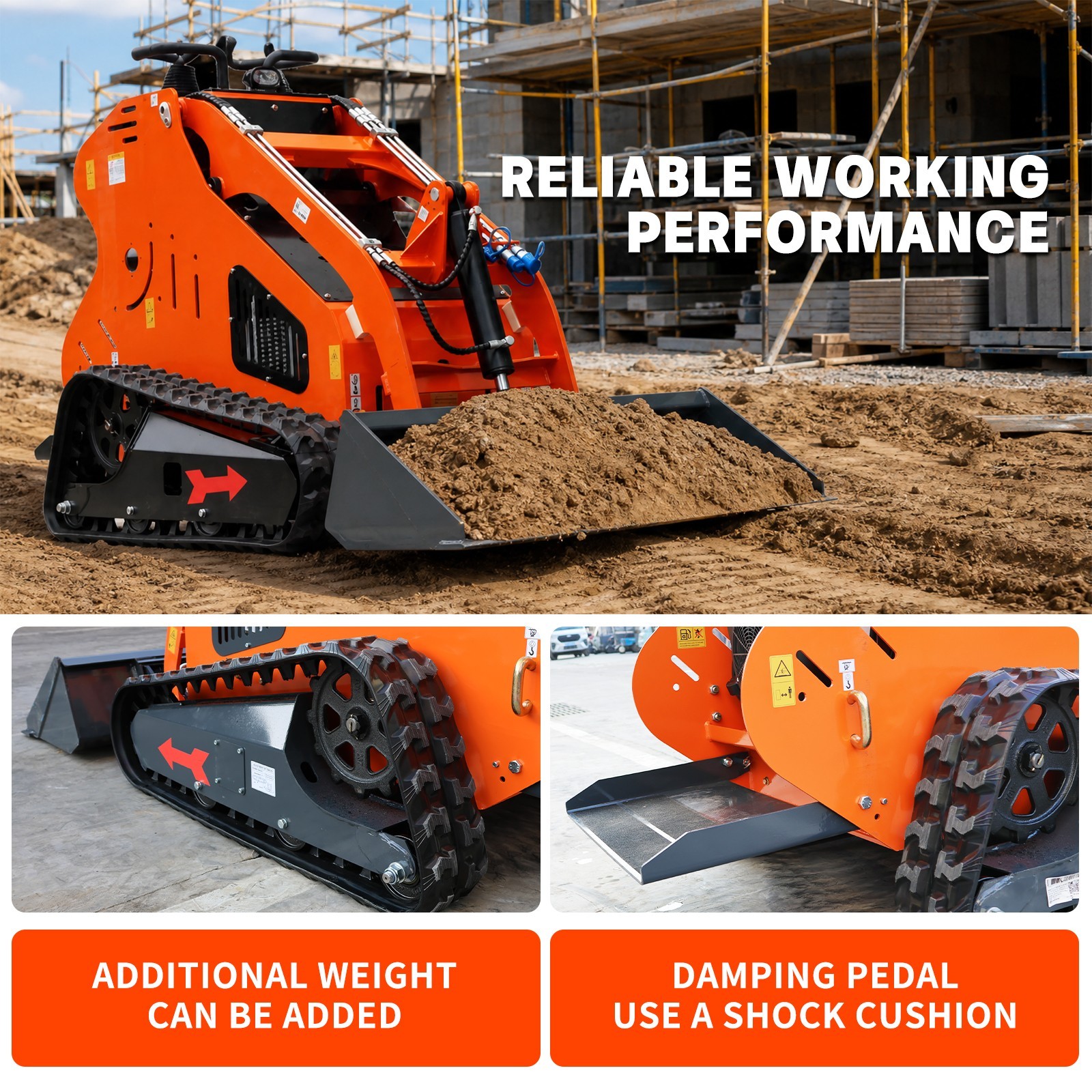 24HP Mini Skid Steer Tracked Loader 3-Pumps 2-Cylinder Gas Engine FREE SHIPPING