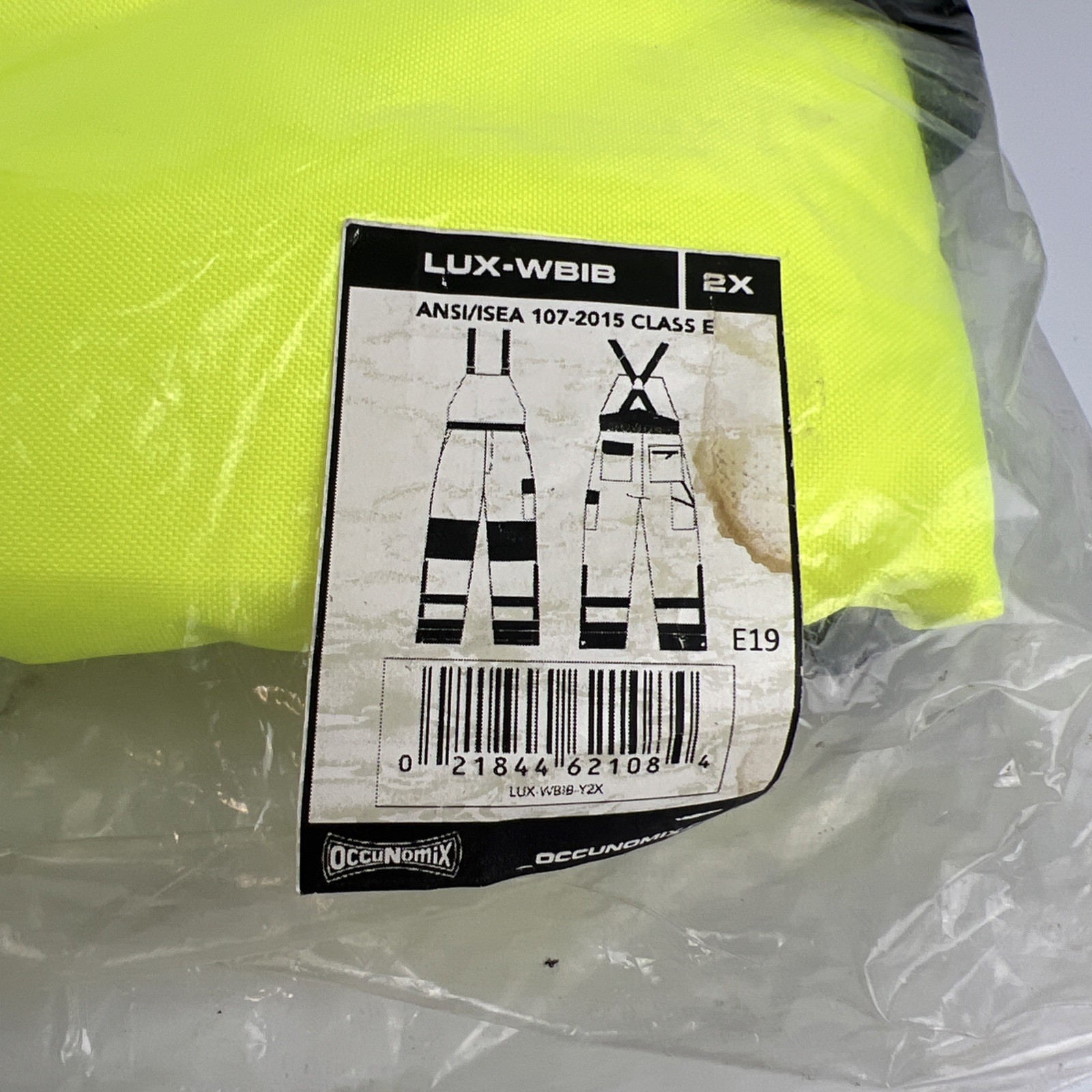 OccuNomix Hi Vis Waterproof Bib Pants 2XL Yellow Reflective NWT