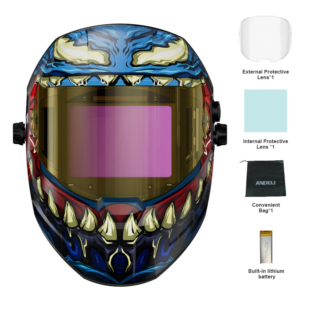 ANDELI True Color Auto Darkening Welding Helmet Side View Solar Rechargeable